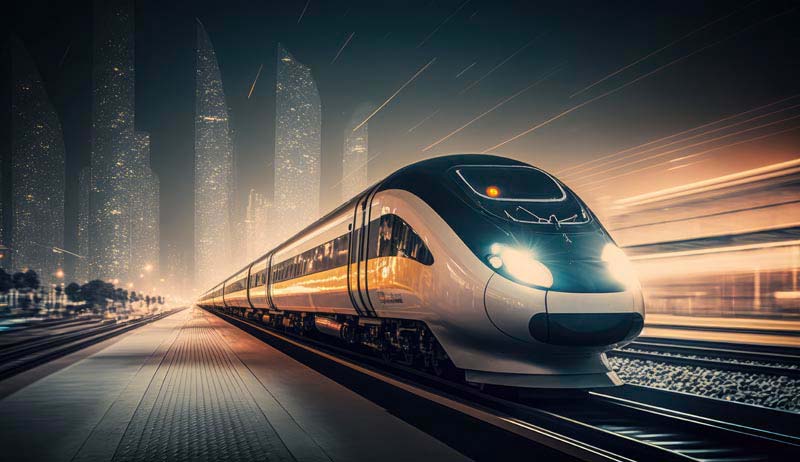 عکس قطار برقی مدرن در شب