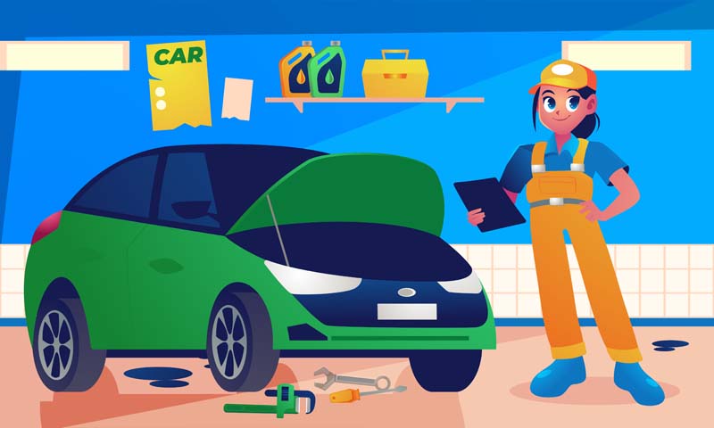 پس زمینه لایه باز تعمیرکار خودرو خانم
