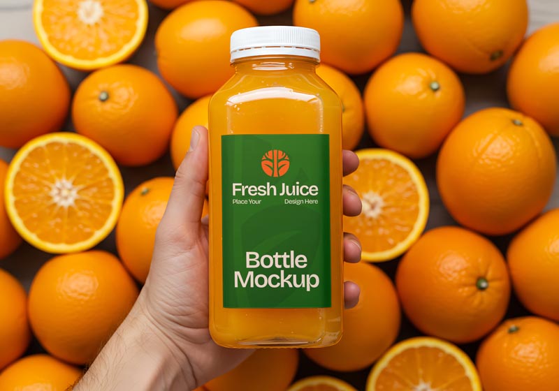 دانلود موکاپ بطری آب پرتقال
