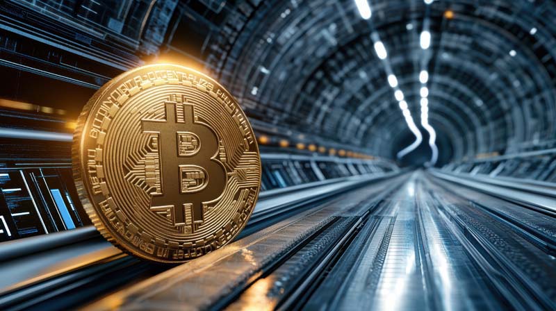 عکس بیت کوین در تونل مدار الکترونیکی