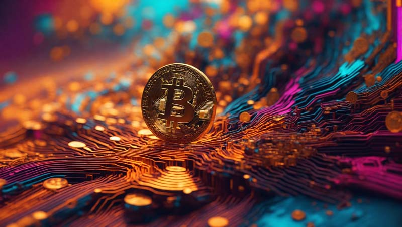 عکس بیت کوین روی مدار کج و معوج