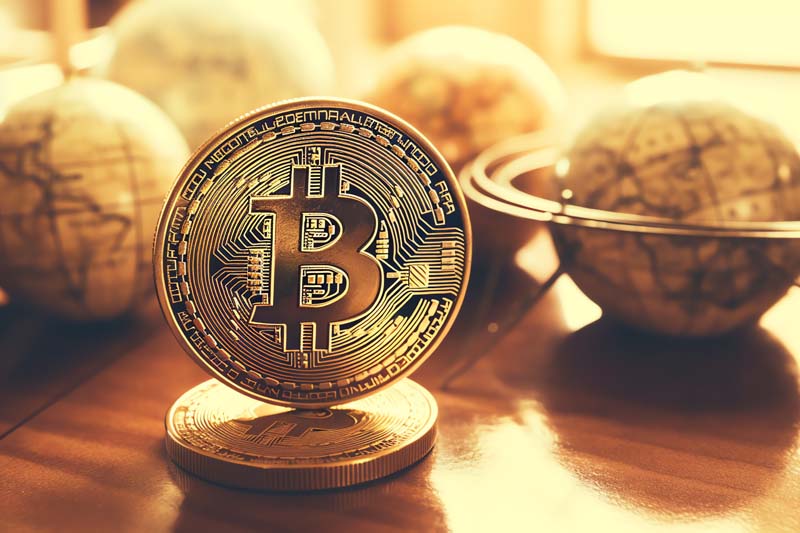 دانلود تصویر بیت کوین کنار کره زمین