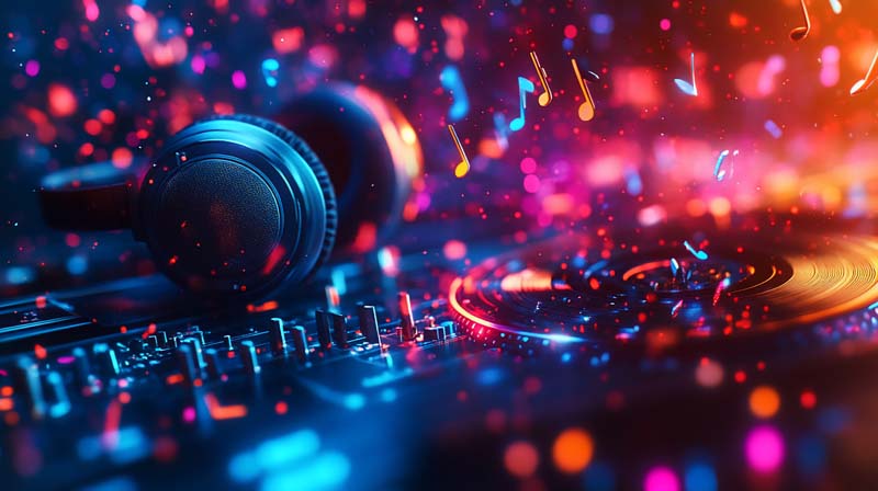 تصویر با لارج فرمت از نت ها و هدفون