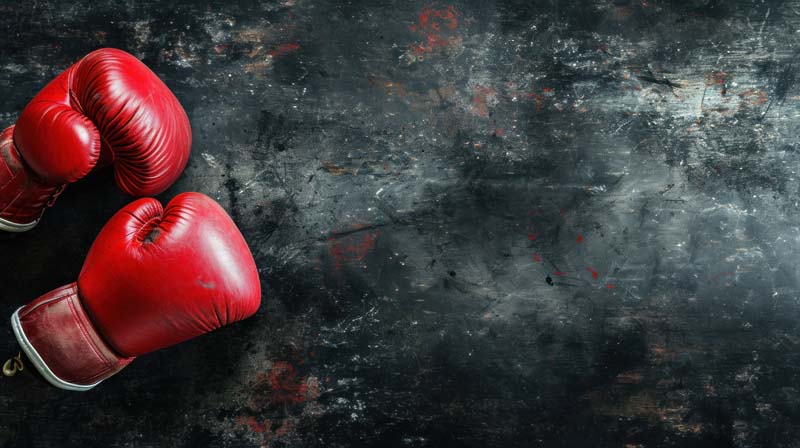 عکس زیبا از  دستکش بوکس قرمز با زمینه سیاه