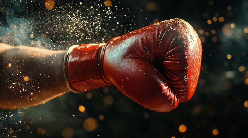 تصویر زیبا از پخش آب از دستکش بوکس