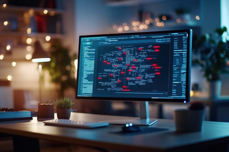عکس زیبا از مانیتور روشن روی میز