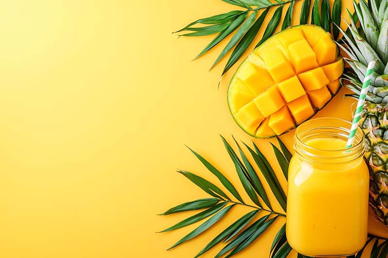 تصویر زیبا از شیشه آب انبه با نی