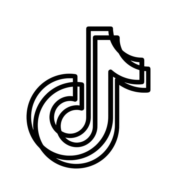آیکون گرافیکی برنامه تیک تاک سفید و مشکی