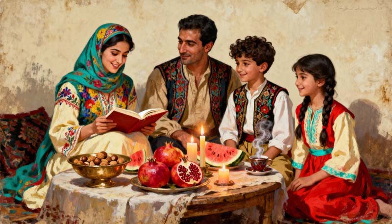 تصویر با کیفیت شب یلدا با خانواده