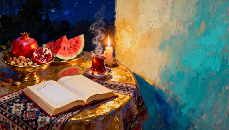 تصویر میز شب یلدا هنری