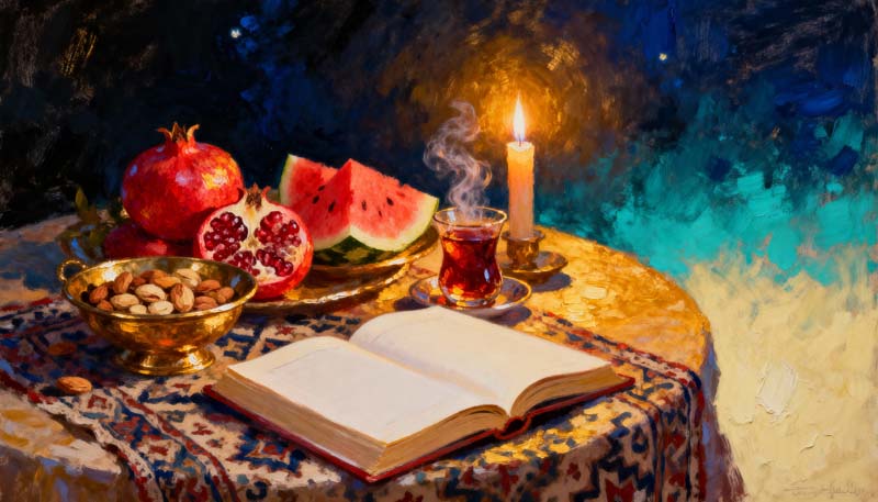 تصویر میز شب یلدای ایرانی