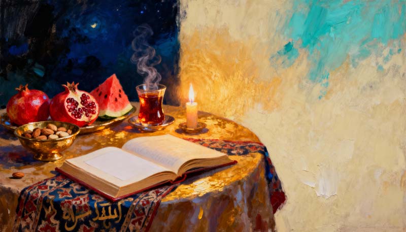 تصویر میز شب یلدای قدیمی