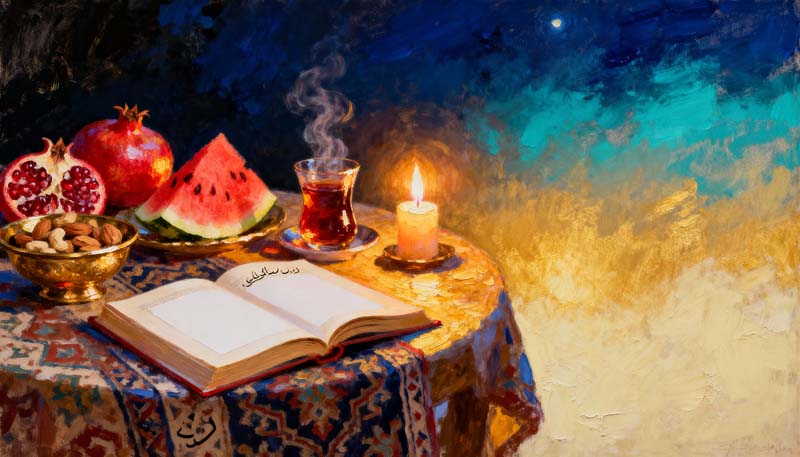 تصویر تزئین میز یلدا سنتی