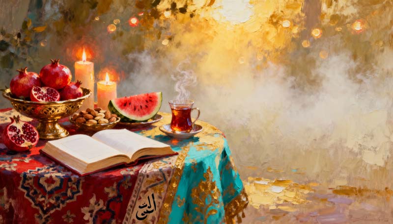 تصویر تزئین میز یلدا کوچک