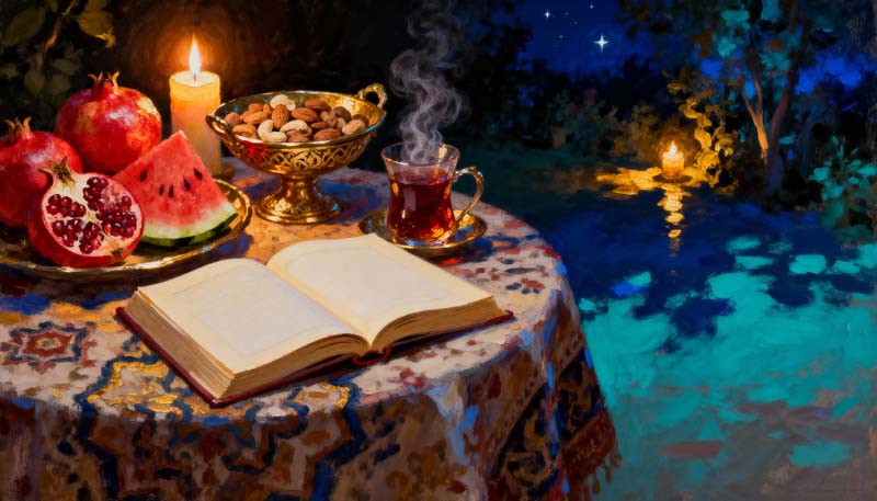 تصویر جشن یلدا در شب رویایی