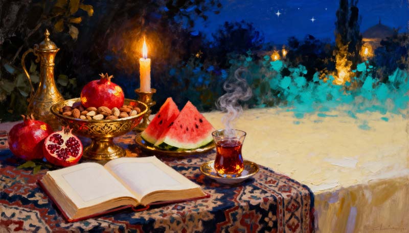 تصویر لارج فرمت میز یلدا کوچک