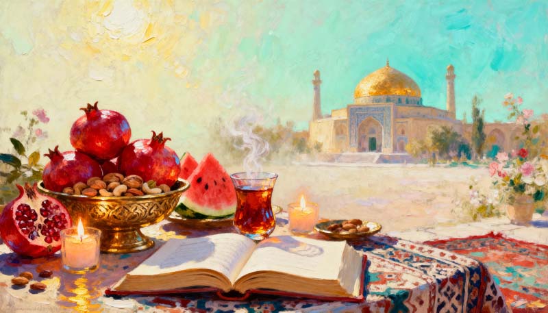 تصویر لارج فرمت میز یلدا در حرم