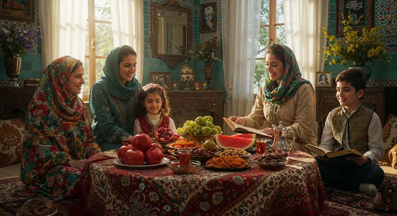تصویر لارج فرمت یلدای خانوادگی سنتی