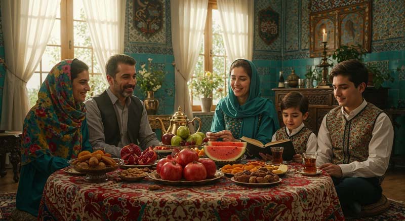 تصویر لارج فرمت یلدای خانواده زیبا