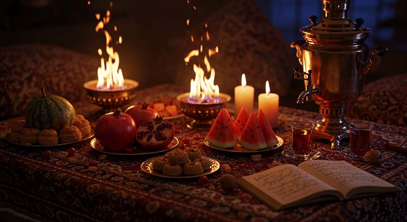 تصویر لارج فرمت سفره یلدا سنتی