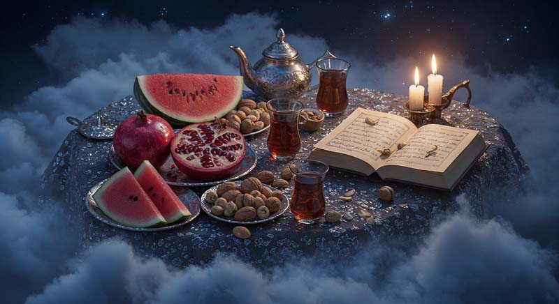 تصویر گرافیکی سفره یلدا فانتزی