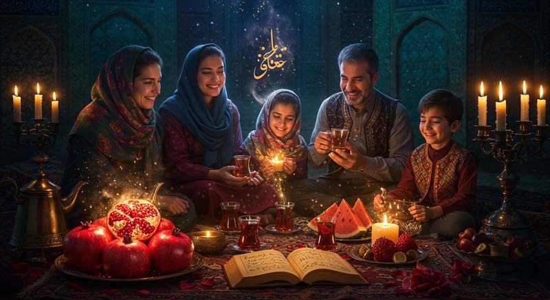 دانلود تصویر گرافیکی یلدای خانواده شاد