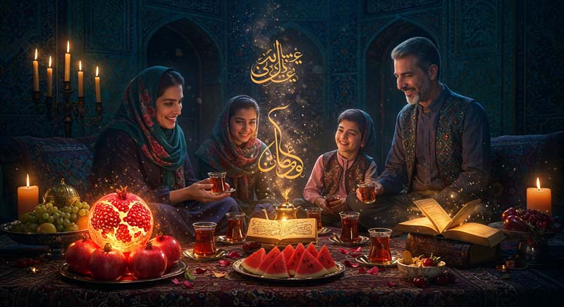 دانلود تصویر گرافیکی یلدای خانواده خوشحال