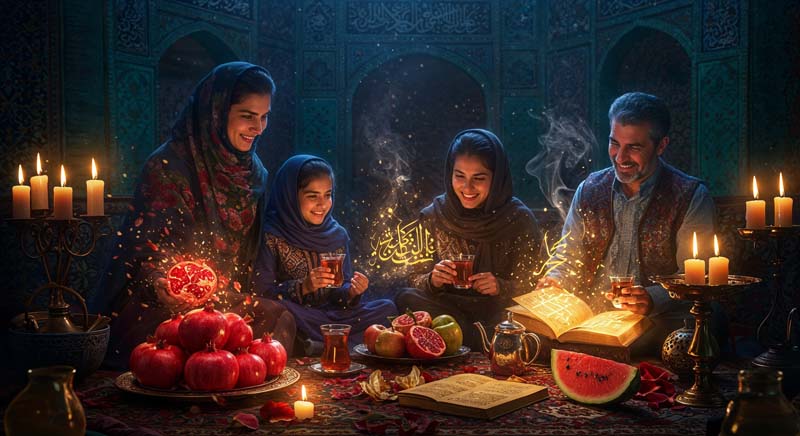دانلود تصویر گرافیکی یلدای خانواده سنتی