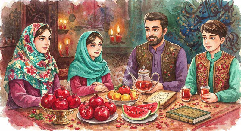 دانلود عکس یلدا با طرح کارتونی