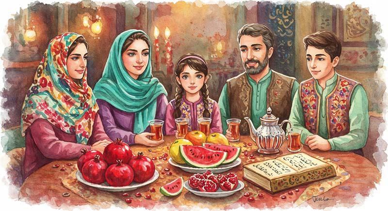 دانلود عکس یلدا با طرح خانواده سنتی