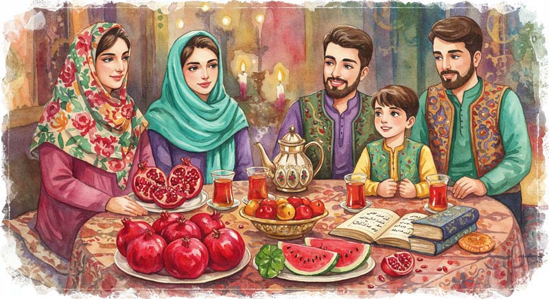 دانلود عکس یلدا با طرح خانواده قدیمی