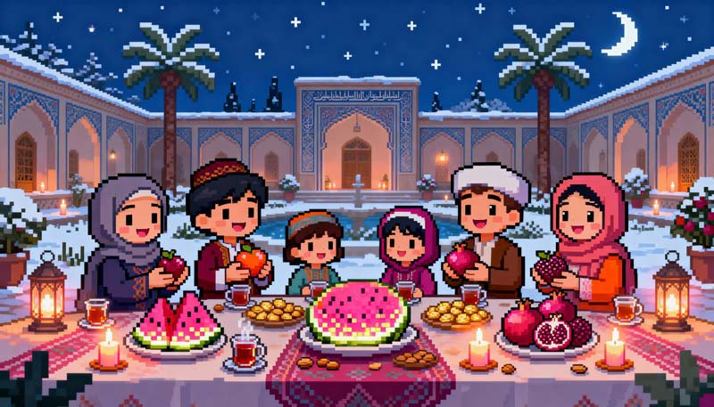 دانلود عکس گرافیکی شب یلدا کارتونی