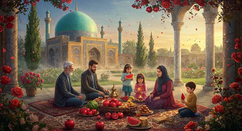 دانلود عکس گرافیکی شب یلدا خانواده