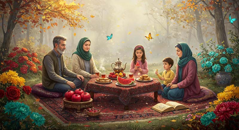 عکس لارج فرمت شب یلدا در جنگل