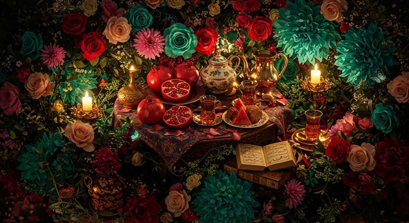 دانلود عکس گرافیکی باکیفیت سفره یلدای سنتی