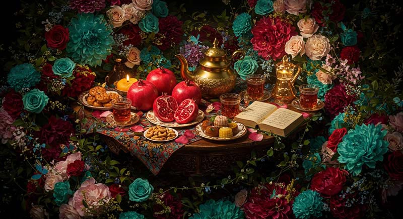 دانلود عکس گرافیکی باکیفیت سفره یلدای زیبا