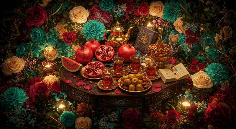 دانلود عکس گرافیکی باکیفیت سفره یلدا قدیمی