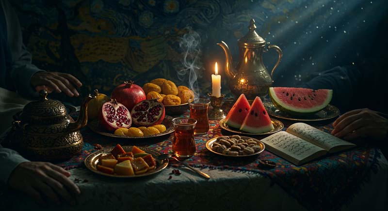 دانلود عکس گرافیکی باکیفیت یلدا در شب