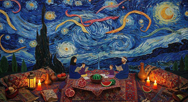 دانلود عکس گرافیکی لارج فرمت یلدا به سبک ونگوک