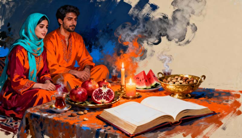 عکس گرافیکی لارج فرمت یلدا زن و شوهری