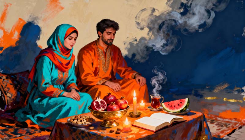عکس گرافیکی لارج فرمت یلدا عاشقانه