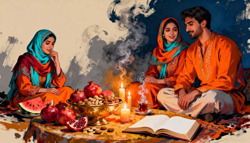 عکس هنری لارج فرمت شب یلدا سه نفره