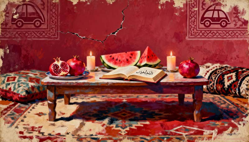 عکس هنری لارج فرمت شب یلدا در اتاق قدیمی