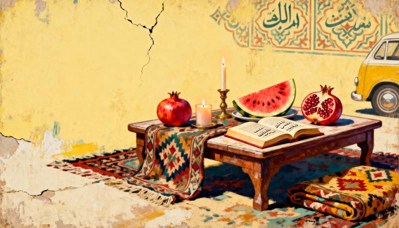 عکس هنری لارج فرمت یلدا و دیوار زرد
