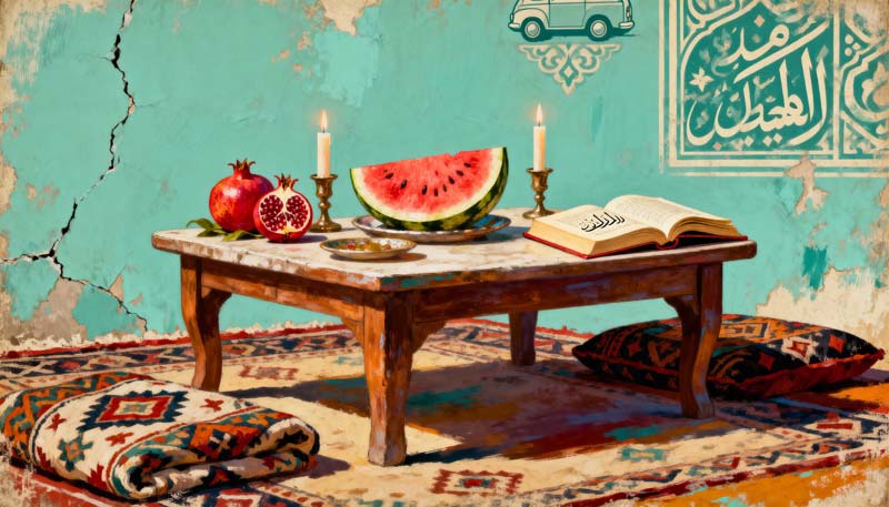 دانلود عکس هنری لارج فرمت میز یلدا