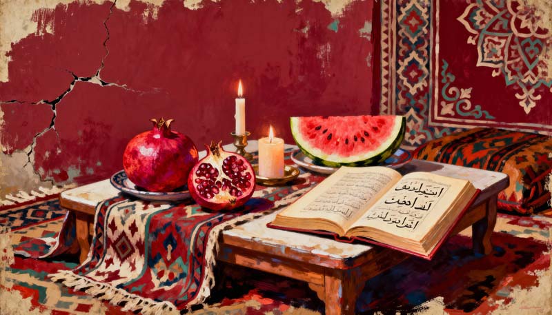 دانلود عکس هنری لارج فرمت میز یلدا سنتی