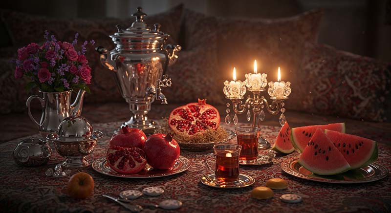 دانلود عکس هنری لارج فرمت میز یلدا زیبا