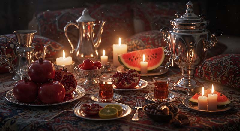دانلود عکس هنری لارج فرمت میز یلدا لوکس