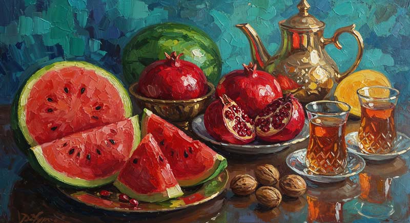 دانلود عکس هنری لارج فرمت سفره یلدا سنتی