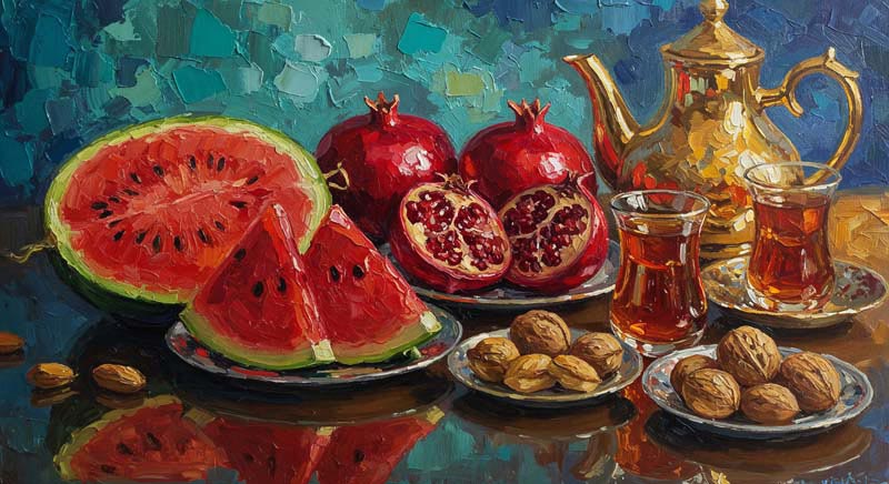 دانلود عکس هنری لارج فرمت شب یلدا با خوراکی های خوشمزه